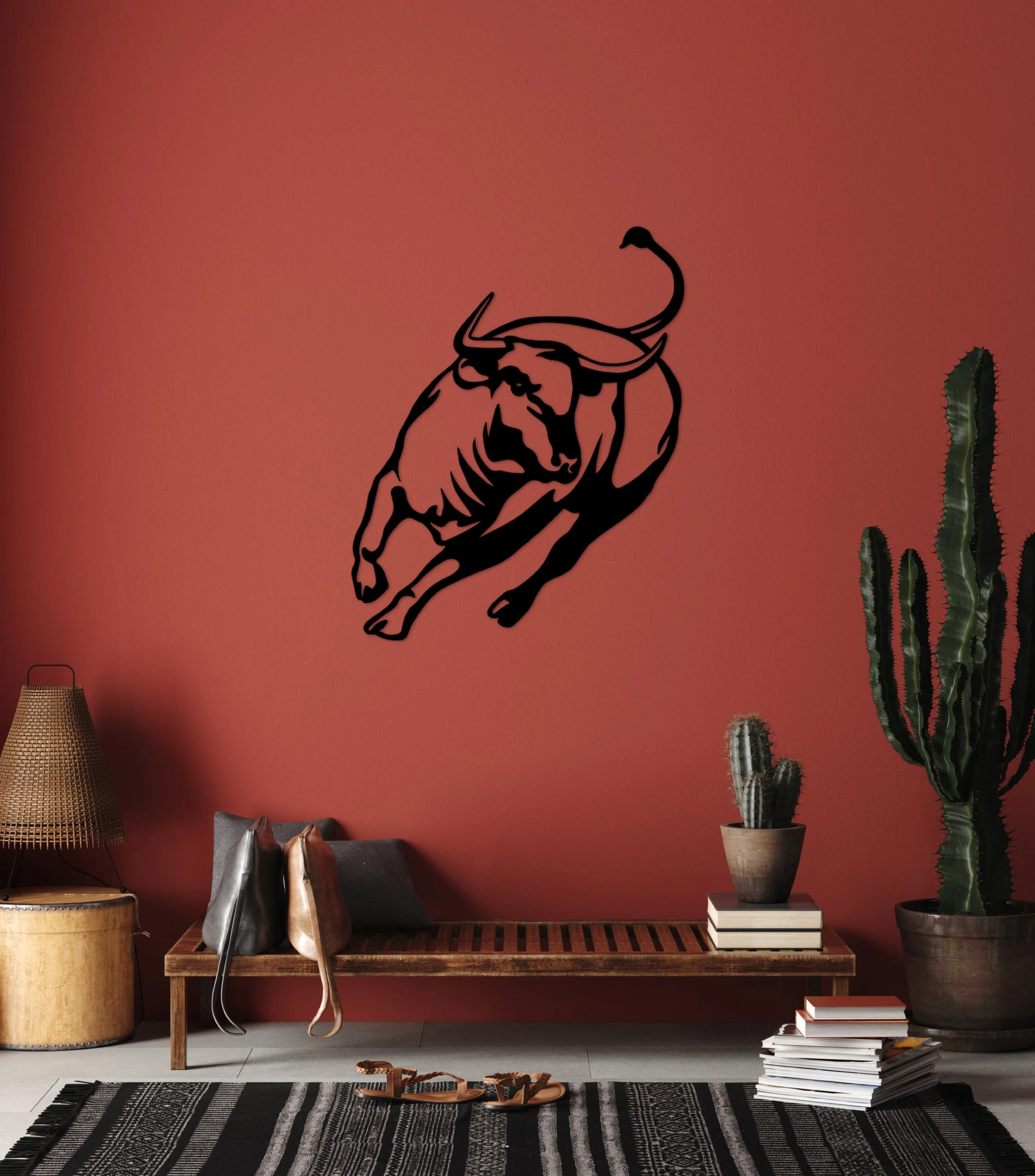 Bull attack Wanddecoratie