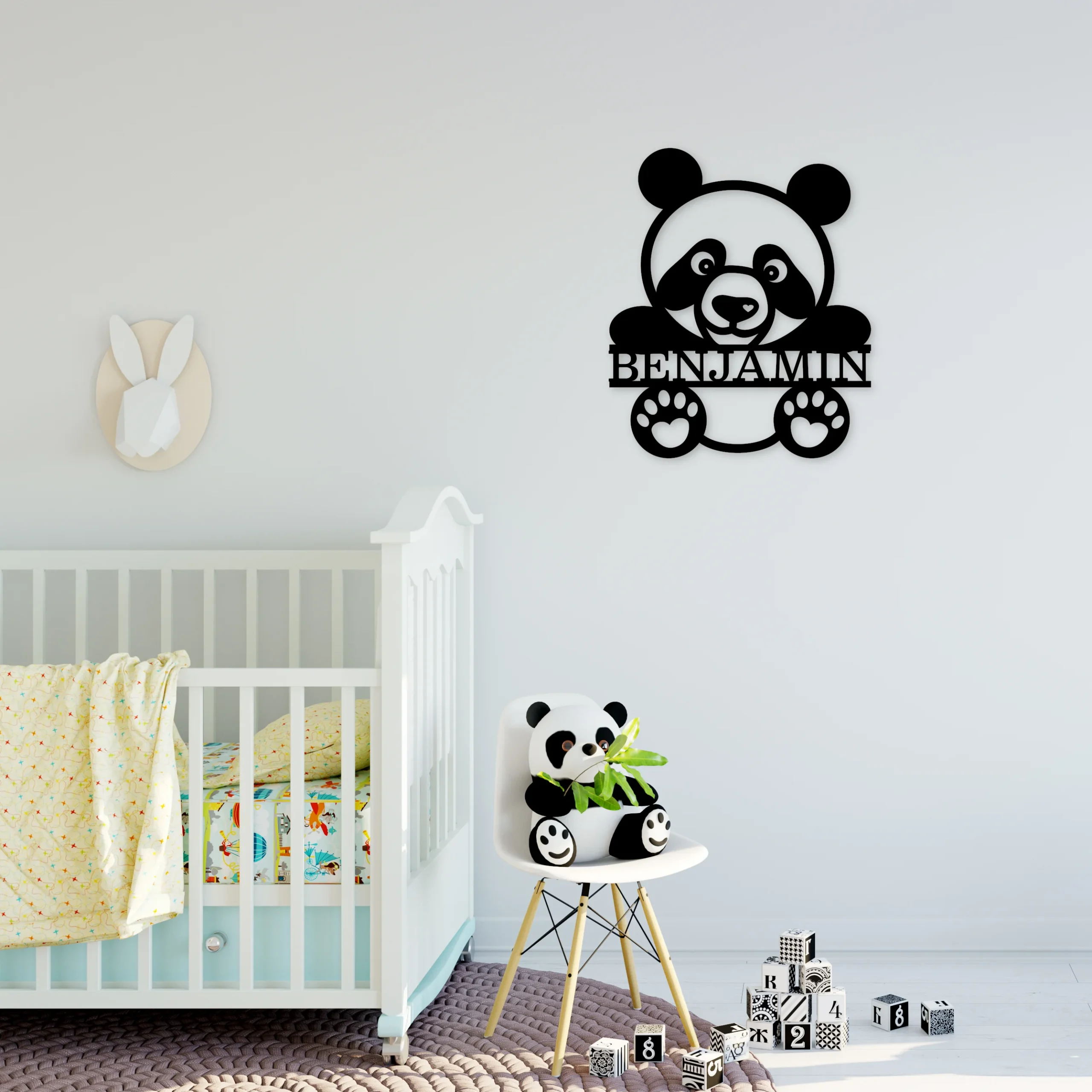 Panda met naam Wanddecoratie