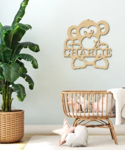 Aapje met naam Wanddecoratie