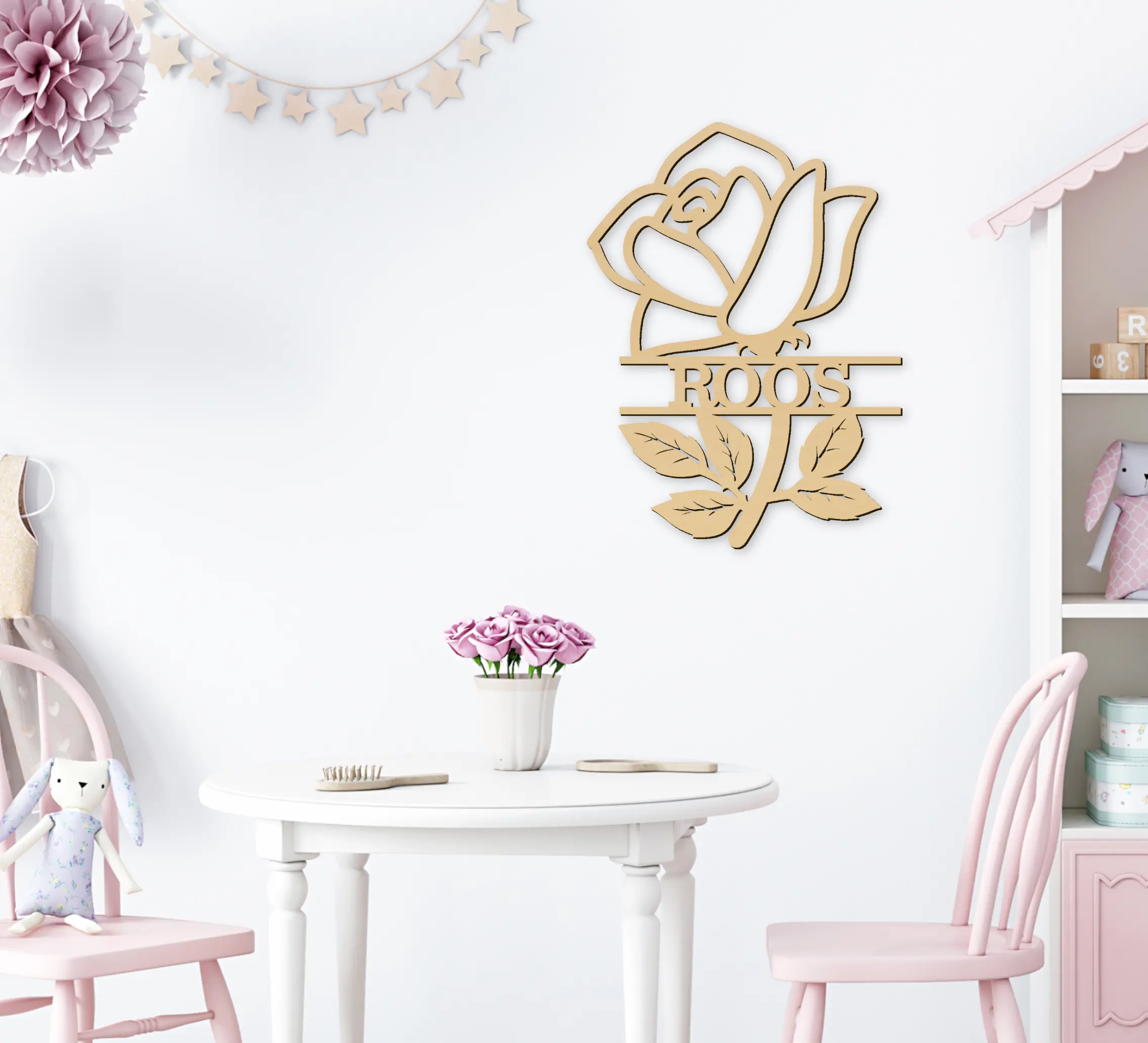 Roos met naam Wanddecoratie