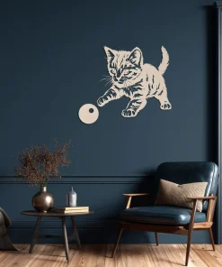 Katje– wanddecoratie – Laser gesneden – hout - 3 maten - Moderne Muurdecoratie