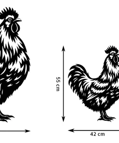 Kip – hen – wanddecoratie – Laser gesneden – hout - 3 maten - Moderne Muurdecoratie - Afbeelding 3