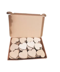 50 Lasergesneden Hartjes - Populieren Multiplex of zwart mdf - 7 cm - Perfect voor Knutselen & Decoratie