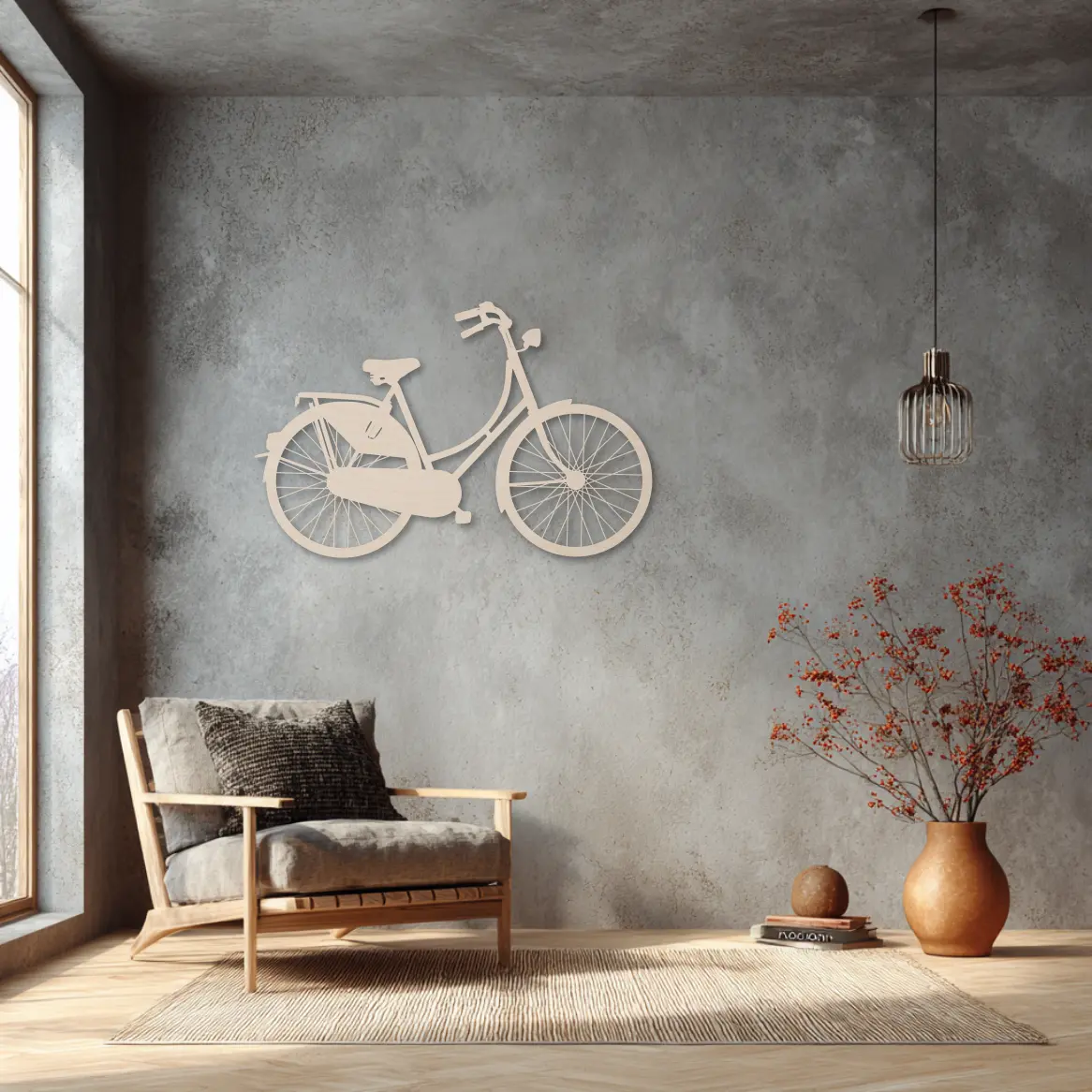 Omafiets – wanddecoratie – Laser gesneden – hout - 3 maten - Moderne Muurdecoratie - Afbeelding 2